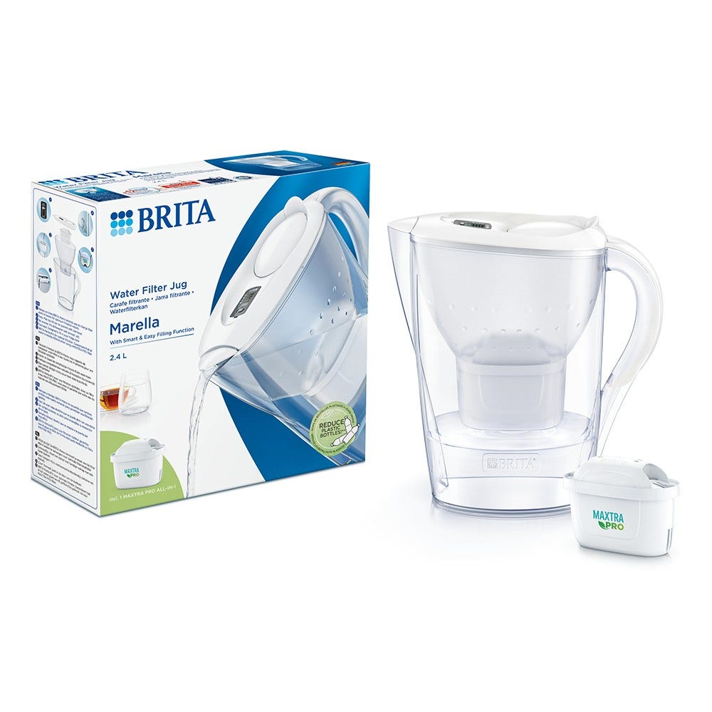 BRITA Waterfilterkan 2.4L Marella + AllSpares Waterfilter 6-Pack (filtert PFAS)