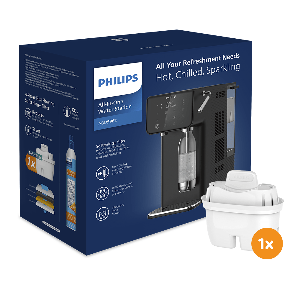 Philips All-in-één Waterstation Heet + Koud + Bruisend ADD5962BK (filtert PFAS) compatibel met BRITA