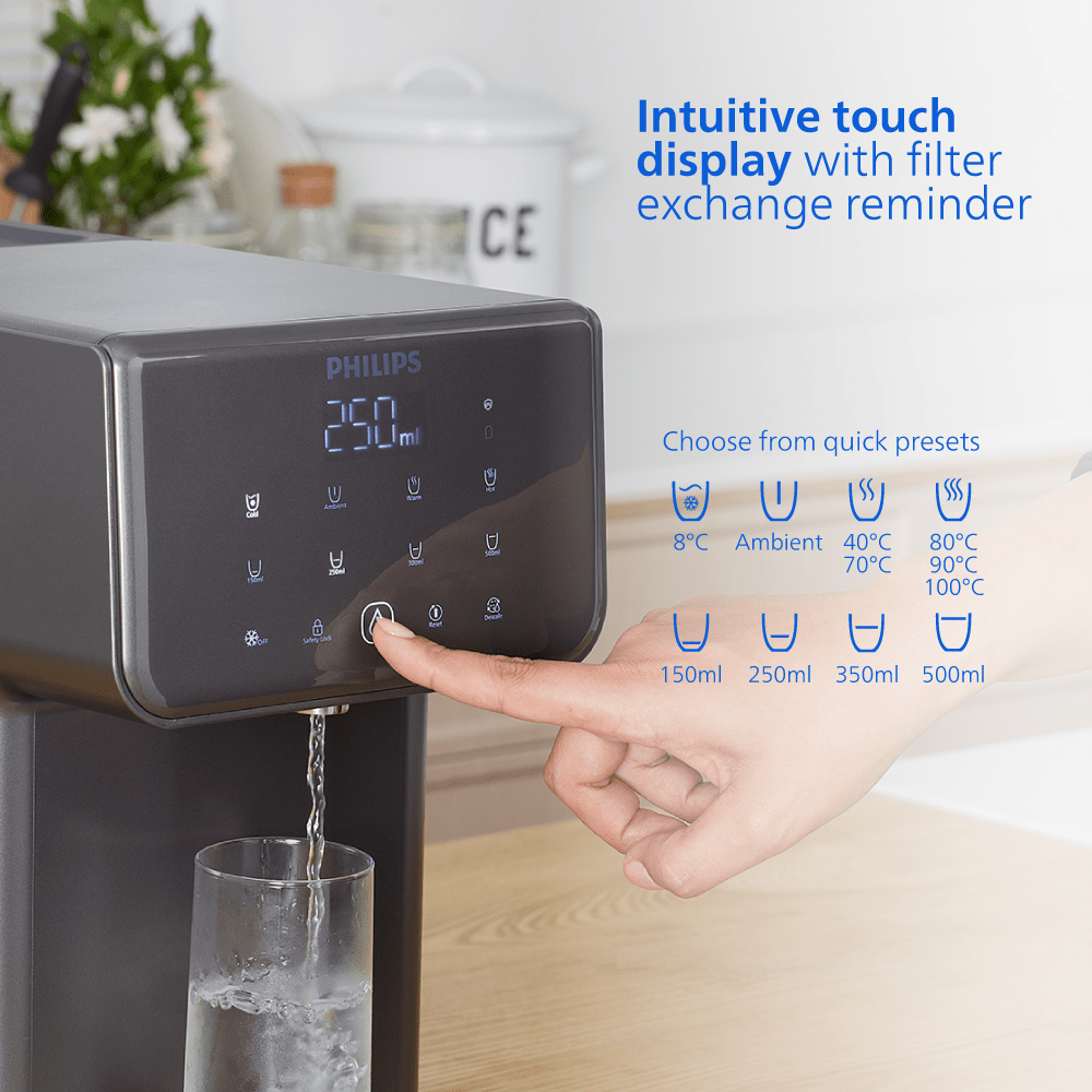 Philips Alles-in-één Waterstation Heet + Koud ADD5981GR (filtert PFAS) compatibel met BRITA