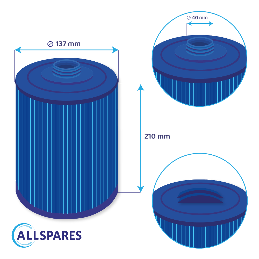 Spa Waterfilter geschikt voor Riptide Type B / SC864-S / 50282M (antibacterieel)