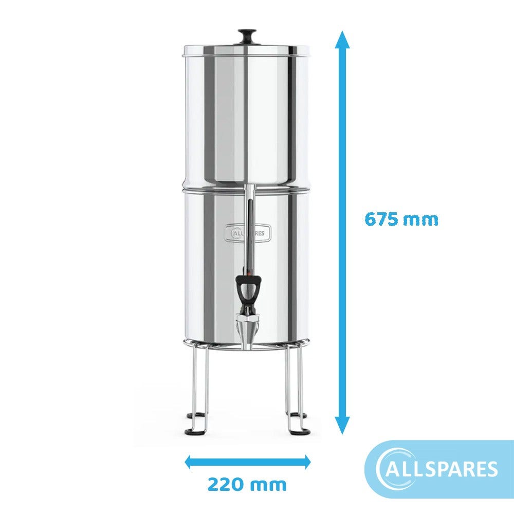 RVS Zwaartekracht Waterfiltersysteem (8,5l) incl. 2 Koolstoffilters & 2 Fluoridefilters