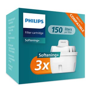 Philips Softening+ Waterfilter 3-pack (filtert PFAS) compatibel met BRITA Maxtra+