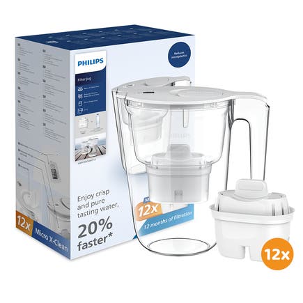 Philips Water Micro X-Clean Waterfilterkan, Wit Philips Water Micro X-Clean Waterfilterkan, Wit