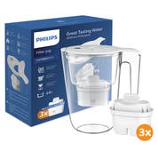Philips Waterfilterkan 2.6L + 3 Micro X-Clean Waterfilter (filtert PFAS) AWP2933WHT3