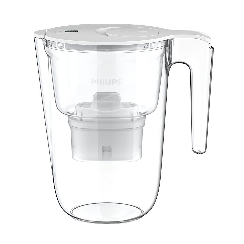 Philips Waterfilterkan 2.6L + 6 Micro X-Clean Waterfilter (filtert PFAS) AWP2933WHT6