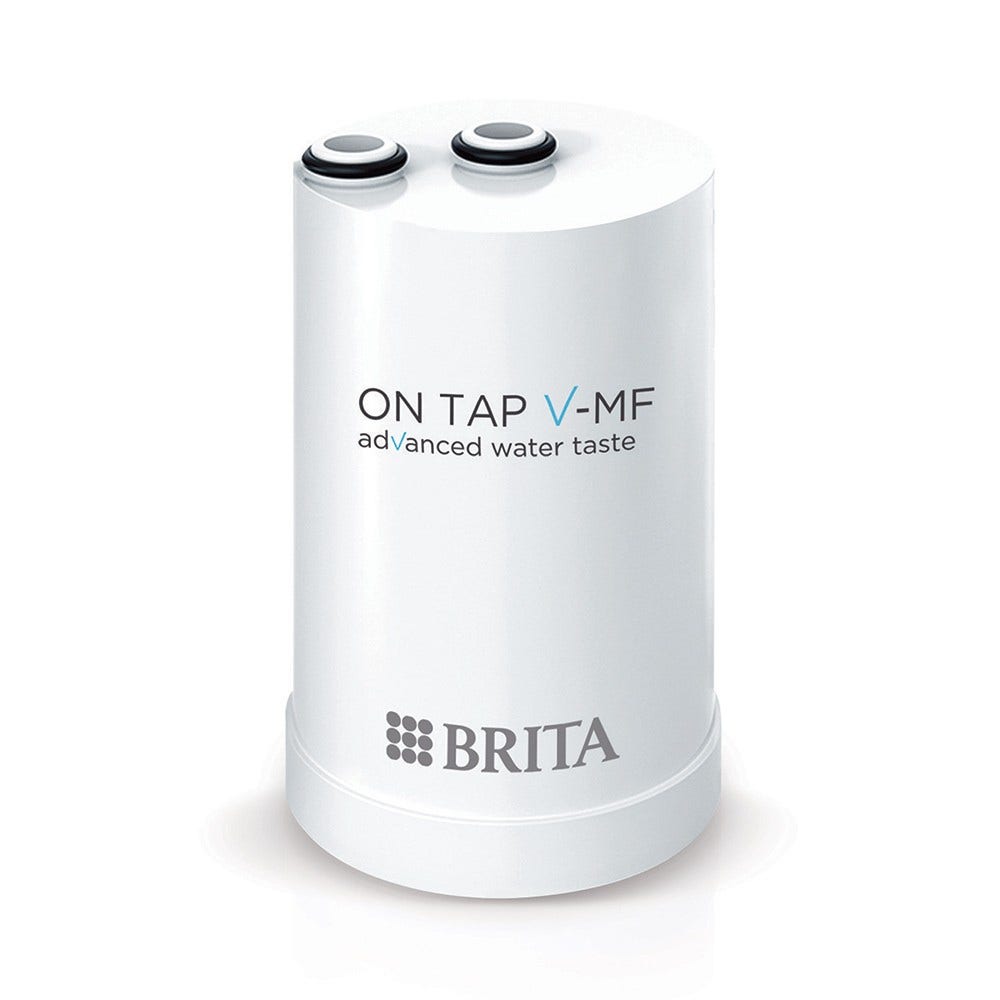 BRITA ON TAP V-MF 2 x waterfilterpatronen (600 l) - duurzaam water, 99,99% bacterievrij, verbeterde smaak, vermindert fijne microdeeltjes, PFAS, metalen en stoffen die de