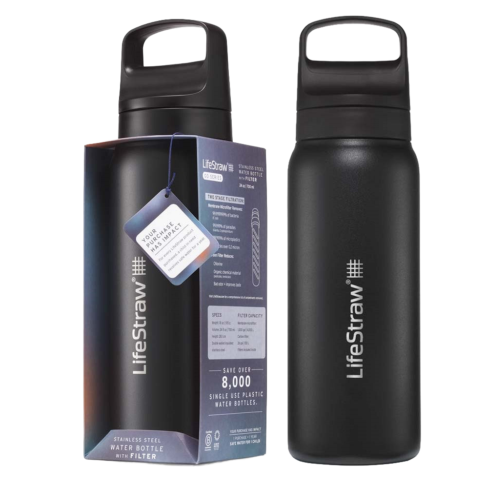 LifeStraw Go 2.0 Series RVS Drinkfles Zwart (1000ml)
