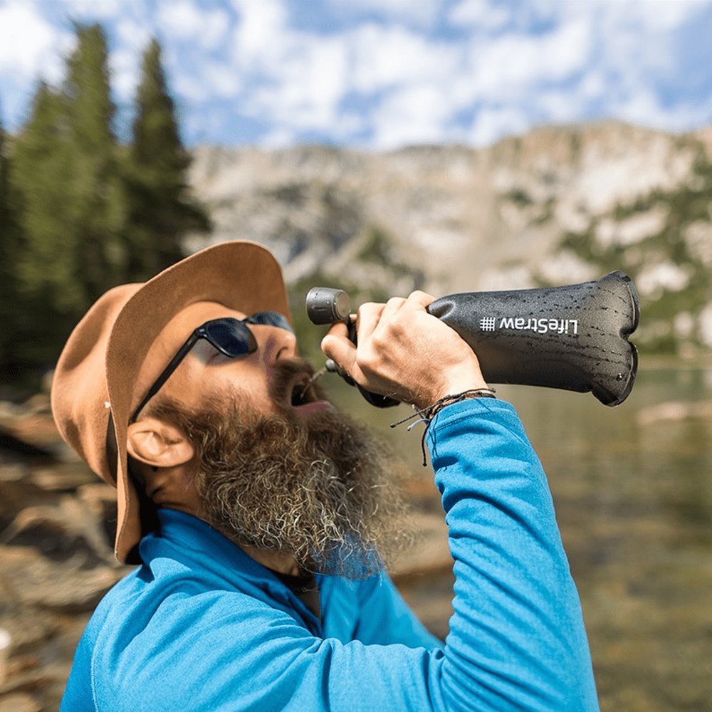 LifeStraw Peak Series Opvouwbare Knijpfles 1l Dark Mountain Gray