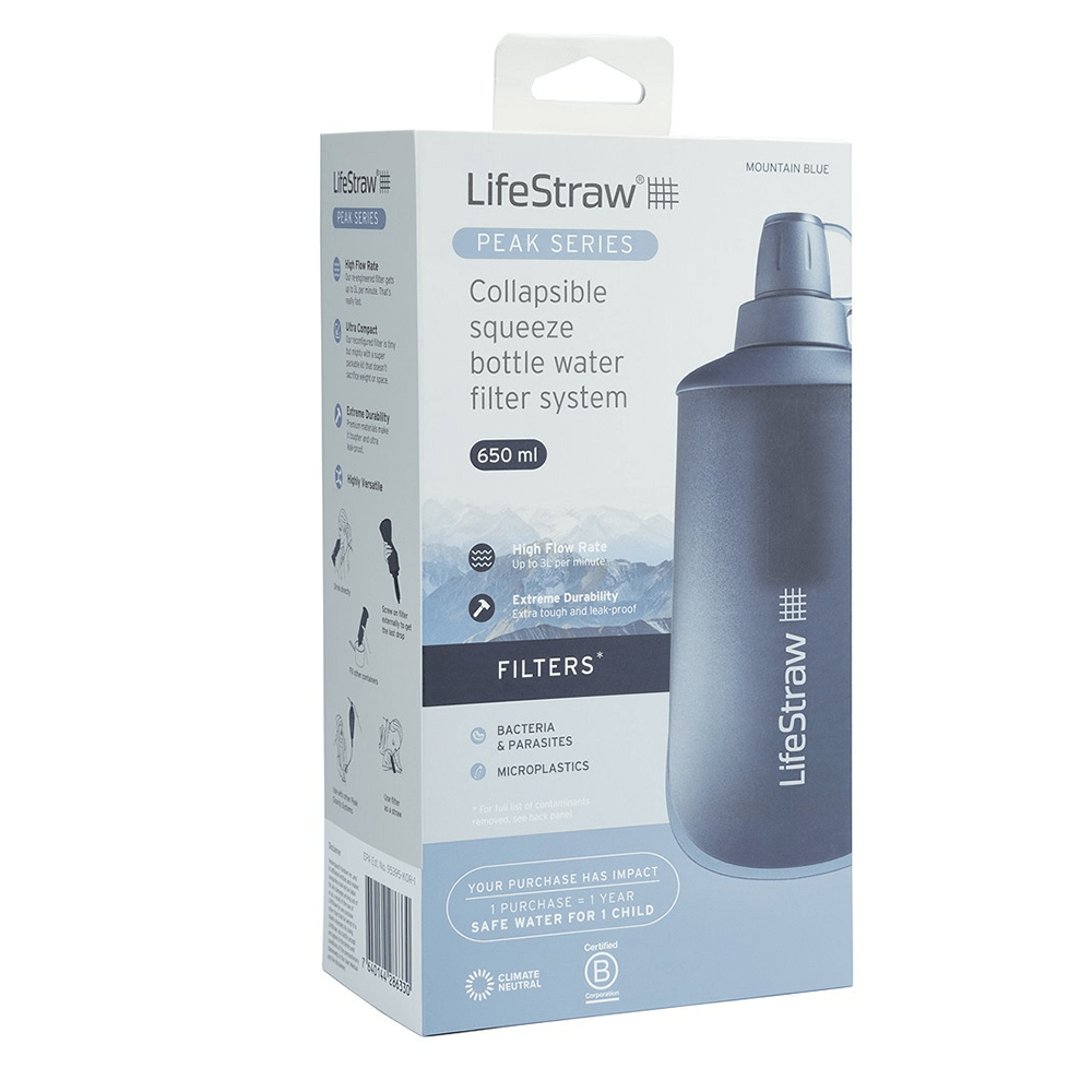 LifeStraw Peak Series Collapsible Squeeze Bottle 650ml Mountain Blue
