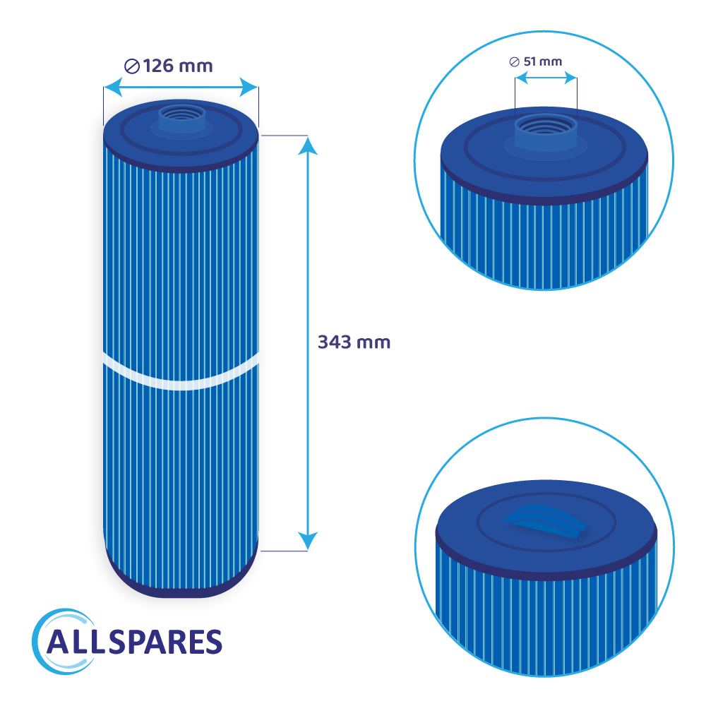 Spa Waterfilter geschikt voor PWW50L-M / 4CH-949AM / 40508 / SC757 (antibacterieel)