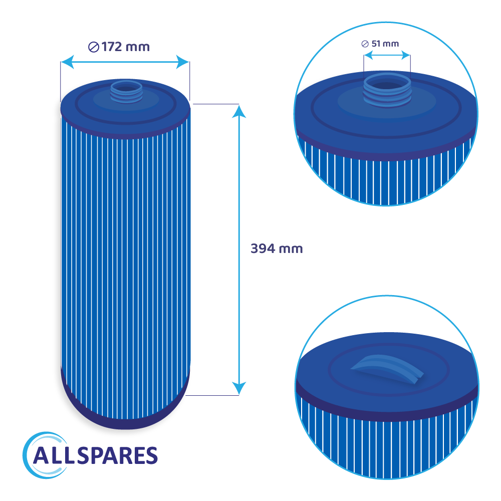 Spa Waterfilter voor Jacuzzi serie J300 / J400 / J500 / 6000383A (antibacterieel)